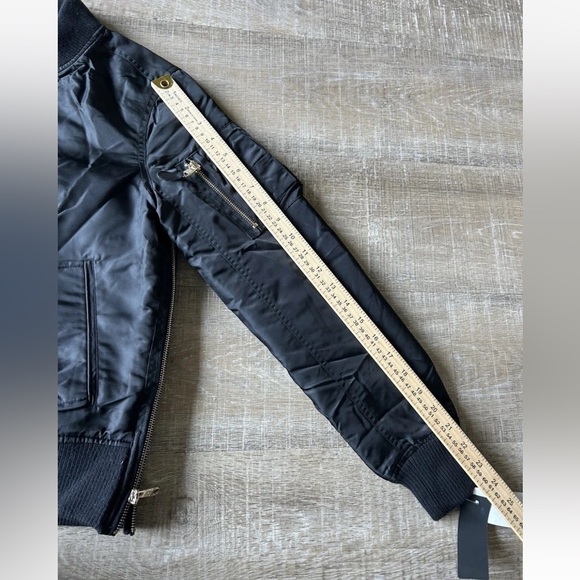 Steve Madden Satin Bomber Jacket Women’s XS black Quilted lines Military Y2K New - Picture 8 of 13